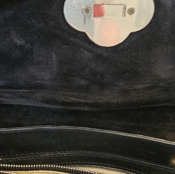 Michael Kors vintage black leather and suede turn lock big zip pocket inside - Picture 11 of 11